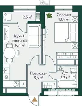 1-к квартира, строящийся дом, 41м2, 19/24 этаж