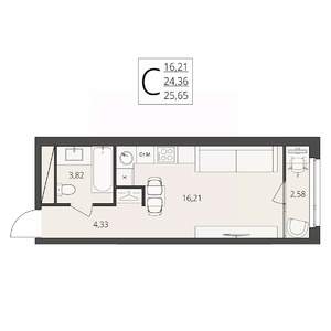 Студия квартира, вторичка, 26м2, 2/17 этаж