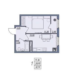 1-к квартира, вторичка, 30м2, 7/8 этаж