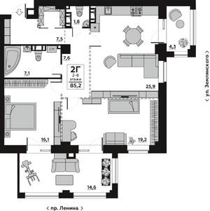 2-к квартира, вторичка, 95м2, 4/18 этаж