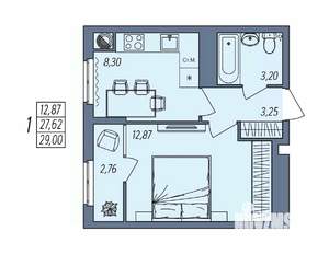 1-к квартира, вторичка, 29м2, 7/10 этаж