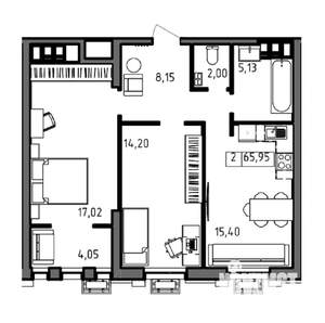 2-к квартира, вторичка, 66м2, 20/23 этаж