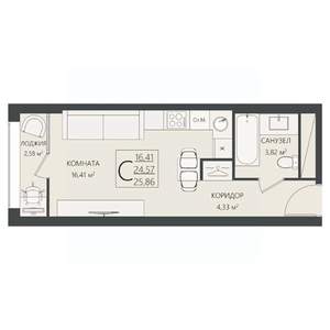 Студия квартира, вторичка, 26м2, 5/17 этаж