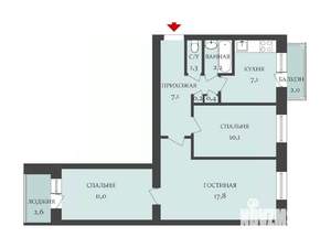 3-к квартира, вторичка, 60м2, 8/9 этаж