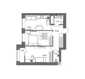 2-к квартира, вторичка, 61м2, 2/10 этаж