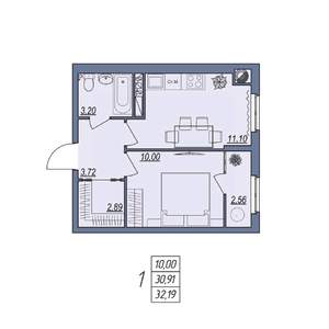 1-к квартира, вторичка, 32м2, 8/8 этаж