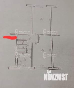 2-к квартира, вторичка, 47м2, 1/5 этаж