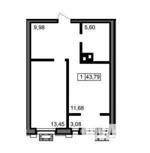 1-к квартира, вторичка, 44м2, 2/23 этаж