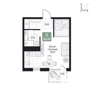 Студия квартира, вторичка, 30м2, 5/9 этаж