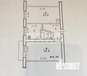 2-к квартира, вторичка, 44м2, 5/5 этаж