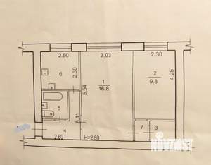 2-к квартира, вторичка, 43м2, 2/5 этаж
