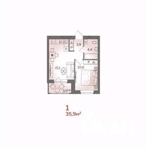 1-к квартира, вторичка, 36м2, 4/21 этаж