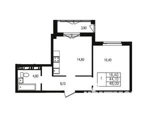 Студия квартира, вторичка, 48м2, 1/17 этаж