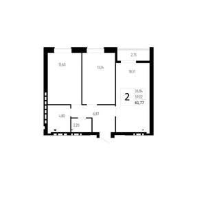 2-к квартира, вторичка, 62м2, 1/9 этаж