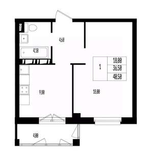 Студия квартира, вторичка, 41м2, 8/17 этаж