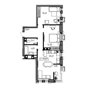 2-к квартира, вторичка, 71м2, 3/23 этаж