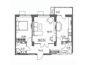 2-к квартира, вторичка, 64м2, 8/19 этаж