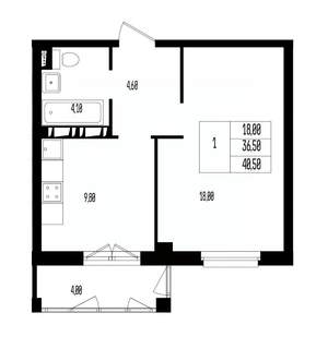 Студия квартира, вторичка, 41м2, 15/17 этаж