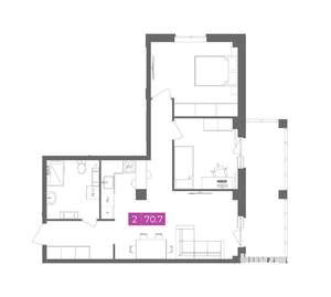 Студия квартира, вторичка, 71м2, 15/17 этаж