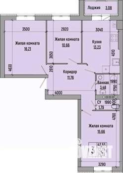 3-к квартира, строящийся дом, 74м2, 4/4 этаж