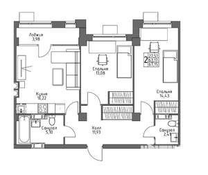 Студия квартира, вторичка, 67м2, 2/10 этаж