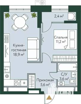 1-к квартира, вторичка, 42м2, 16/24 этаж