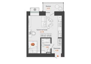 Студия квартира, строящийся дом, 32м2, 2/8 этаж