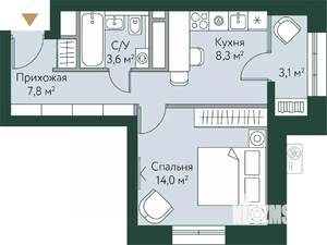 1-к квартира, вторичка, 37м2, 15/24 этаж