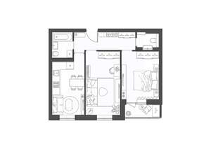 2-к квартира, строящийся дом, 57м2, 1/9 этаж