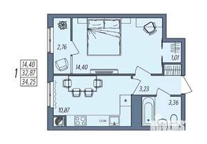 1-к квартира, вторичка, 34м2, 5/10 этаж