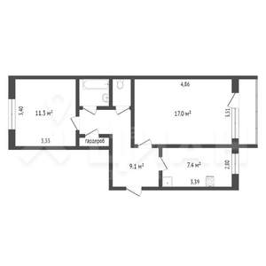 2-к квартира, вторичка, 51м2, 6/9 этаж