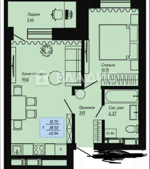 1-к квартира, вторичка, 39м2, 10/16 этаж