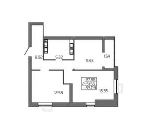 2-к квартира, вторичка, 53м2, 21/24 этаж