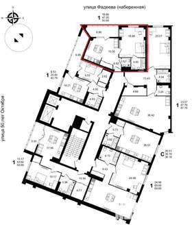 1-к квартира, вторичка, 54м2, 2/13 этаж