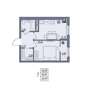 1-к квартира, вторичка, 32м2, 7/8 этаж