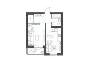 1-к квартира, строящийся дом, 37м2, 4/9 этаж