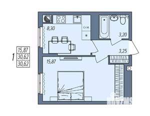 1-к квартира, вторичка, 31м2, 2/10 этаж