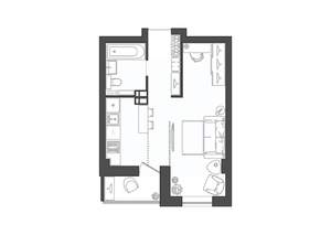 1-к квартира, строящийся дом, 30м2, 2/19 этаж