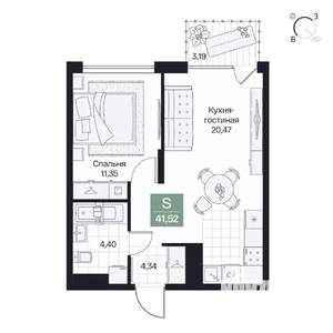 1-к квартира, вторичка, 42м2, 6/10 этаж