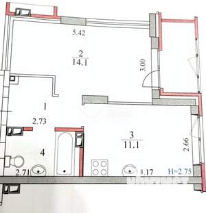 1-к квартира, вторичка, 34м2, 3/24 этаж