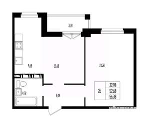 Студия квартира, вторичка, 56м2, 7/17 этаж