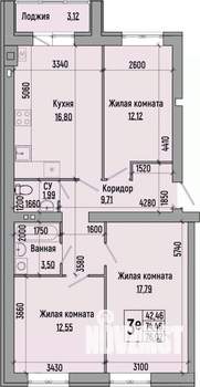 3-к квартира, строящийся дом, 76м2, 1/4 этаж