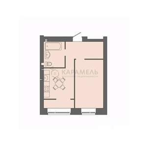 1-к квартира, строящийся дом, 40м2, 5/9 этаж