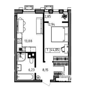 1-к квартира, вторичка, 44м2, 11/23 этаж