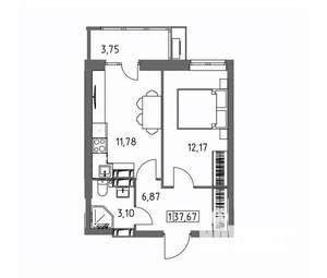 1-к квартира, вторичка, 38м2, 13/19 этаж