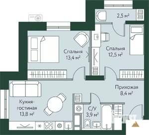 2-к квартира, вторичка, 55м2, 10/24 этаж