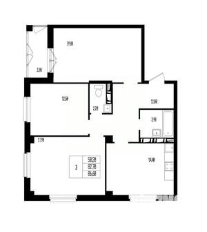 Студия квартира, вторичка, 87м2, 8/17 этаж
