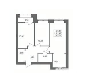 2-к квартира, вторичка, 64м2, 2/10 этаж