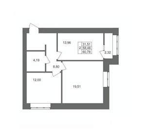 2-к квартира, вторичка, 61м2, 3/10 этаж