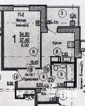 1-к квартира, вторичка, 35м2, 14/14 этаж